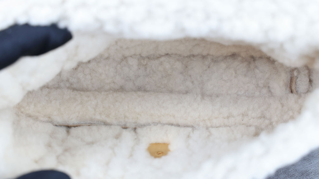 Preowned CHRISTIAN DIOR Dior Caro Suede and Shearling Flap Bag | Luxe Again Maison