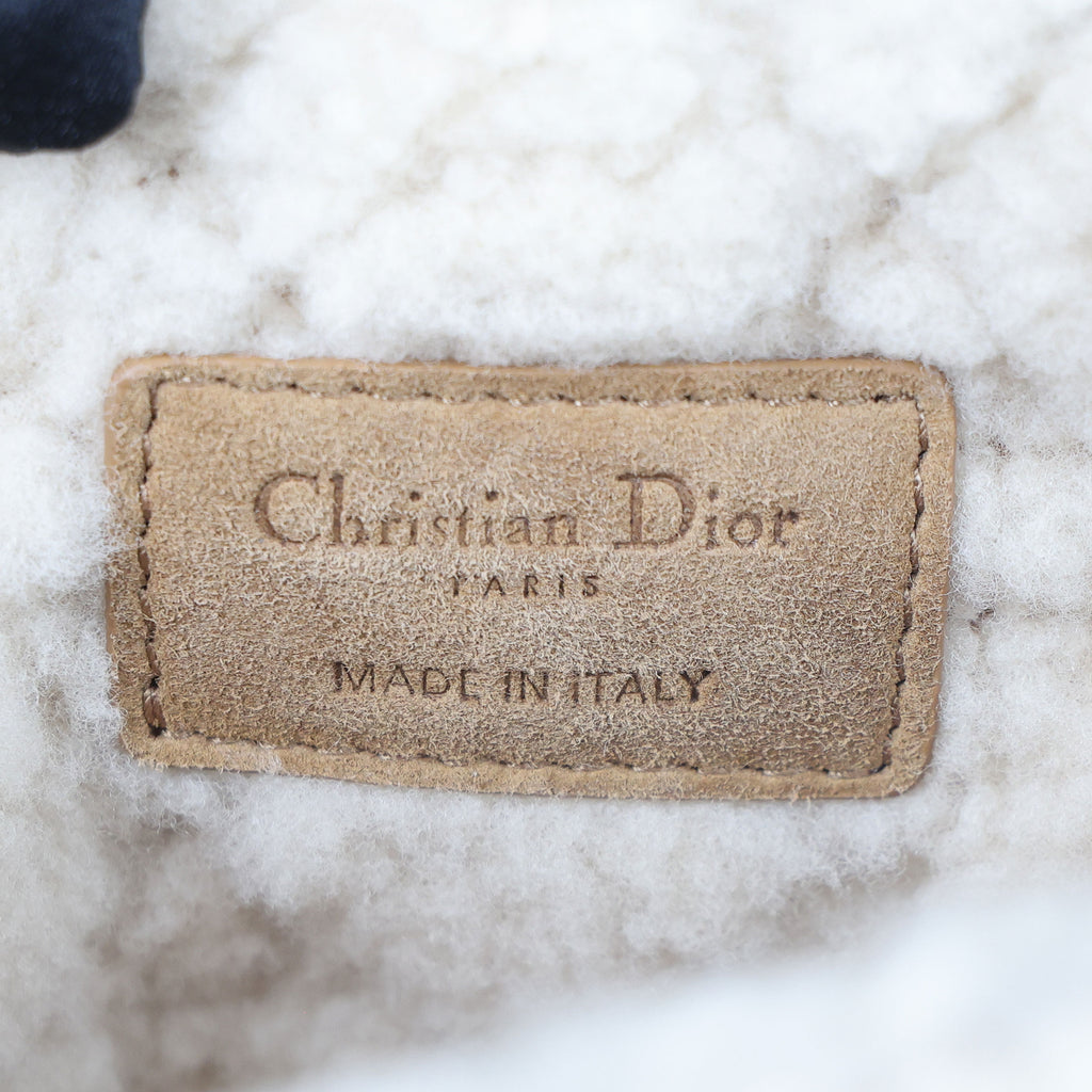 Preowned CHRISTIAN DIOR Dior Caro Suede and Shearling Flap Bag | Luxe Again Maison