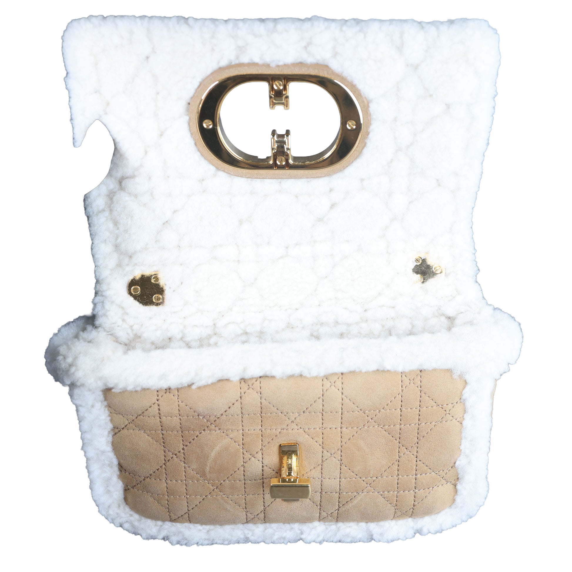 Preowned CHRISTIAN DIOR Dior Caro Suede and Shearling Flap Bag | Luxe Again Maison