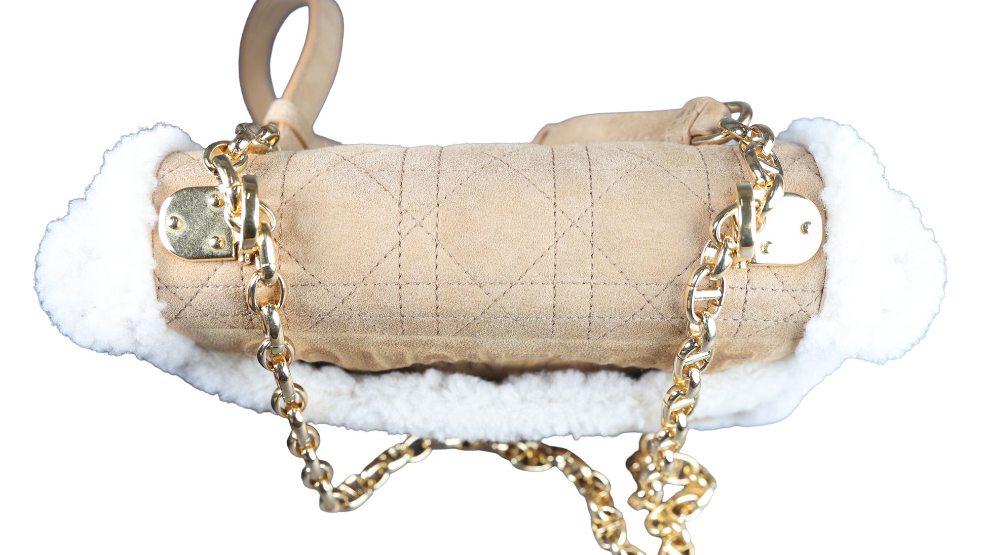 Preowned CHRISTIAN DIOR Dior Caro Suede and Shearling Flap Bag | Luxe Again Maison