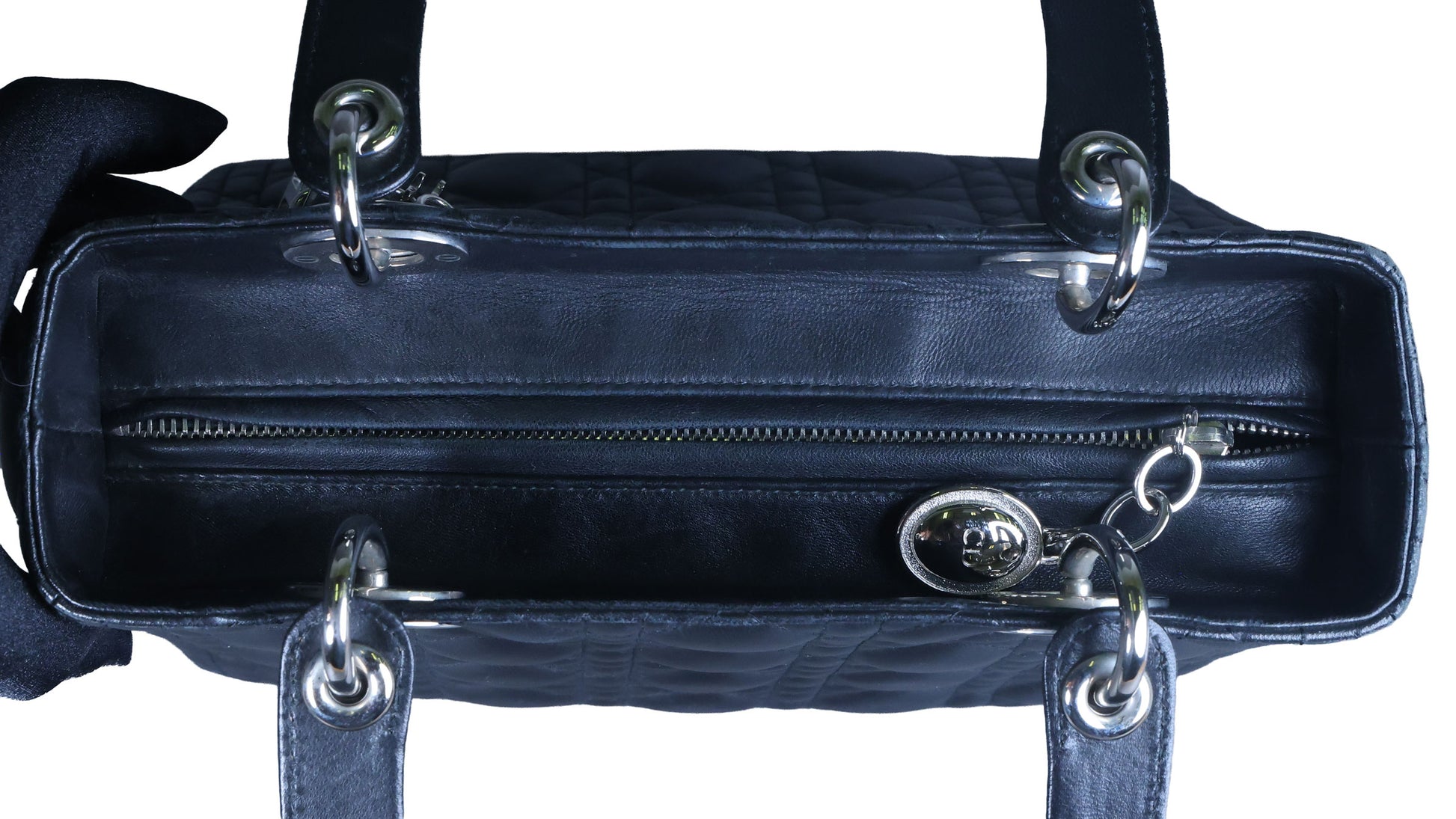 Preowned CHRISTIAN DIOR Lady Dior Black Cannage Leather Silver-Tone Hardware | Luxe Again Maison