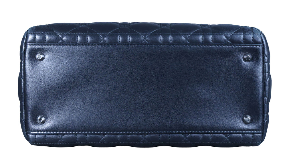 Preowned CHRISTIAN DIOR Lady Dior Black Cannage Leather Silver-Tone Hardware | Luxe Again Maison