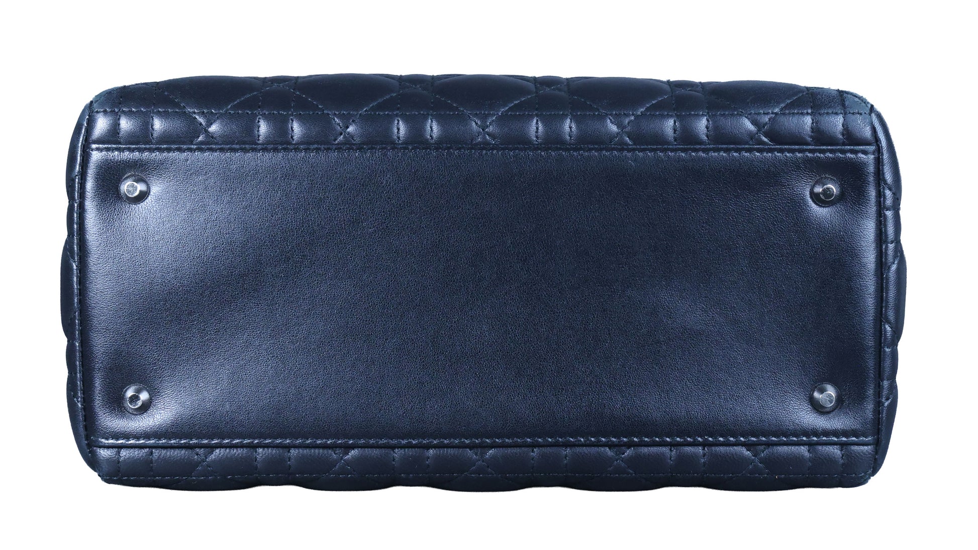 Preowned CHRISTIAN DIOR Lady Dior Black Cannage Leather Silver-Tone Hardware | Luxe Again Maison