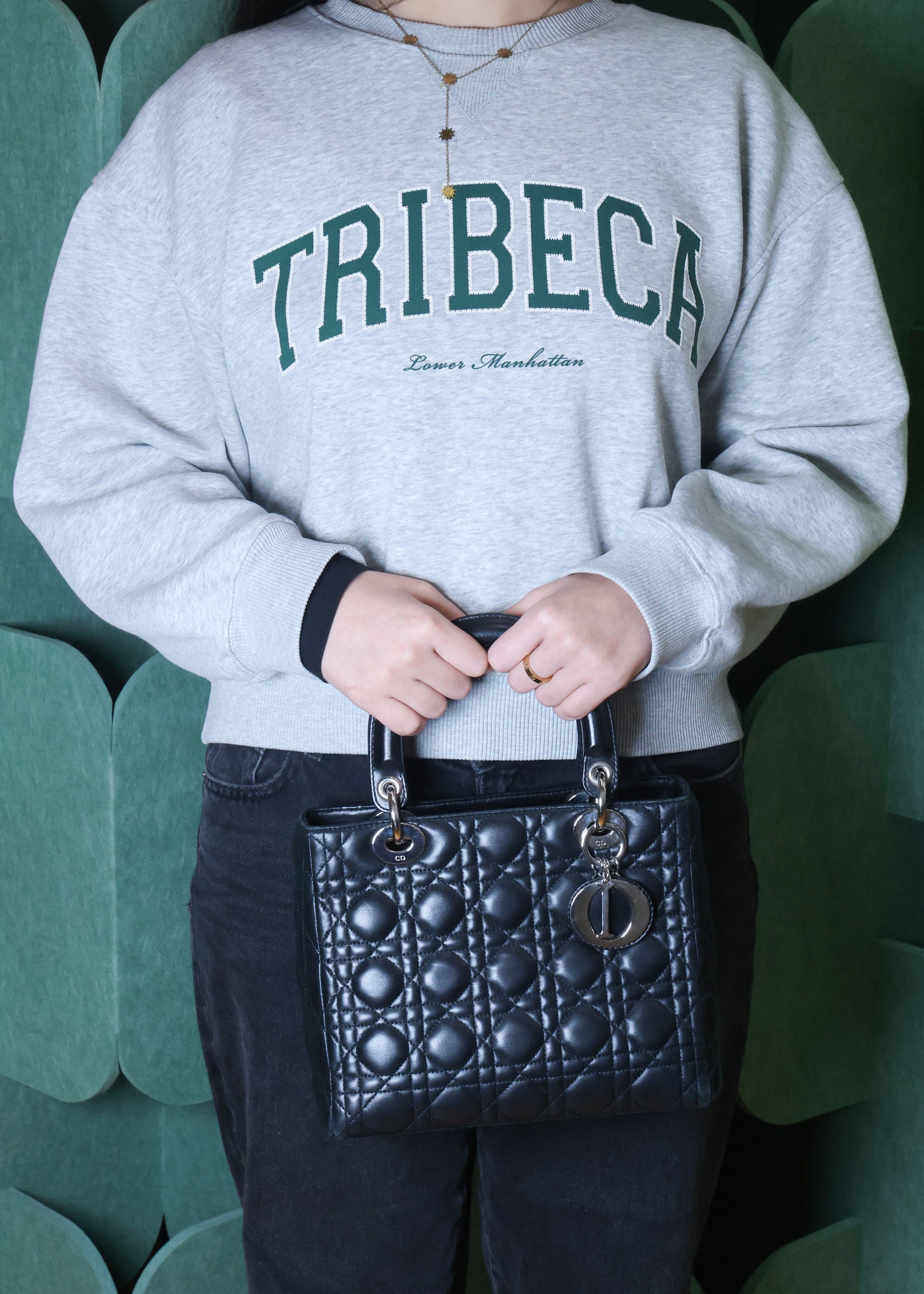 Preowned CHRISTIAN DIOR Lady Dior Black Cannage Leather Silver-Tone Hardware | Luxe Again Maison