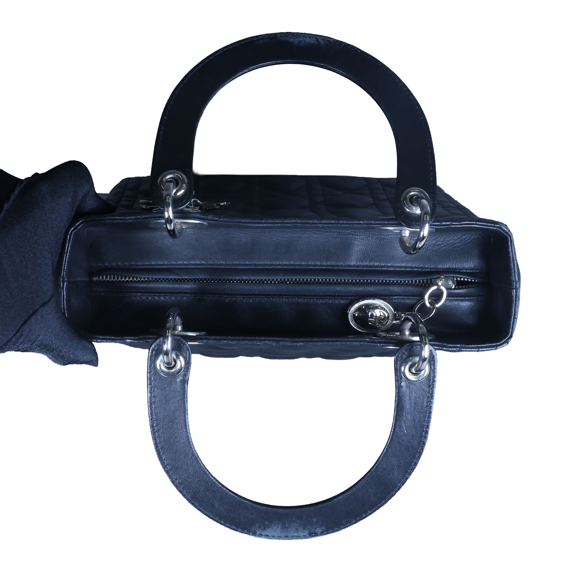 Preowned CHRISTIAN DIOR Lady Dior Black Cannage Leather Silver-Tone Hardware | Luxe Again Maison