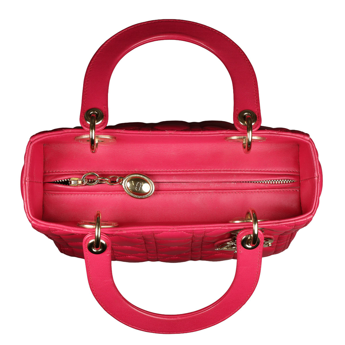 Preowned CHRISTIAN DIOR Lady Dior Cannage Leather Medium GHW Pink  16-XX-XX15 | Luxe Again Maison