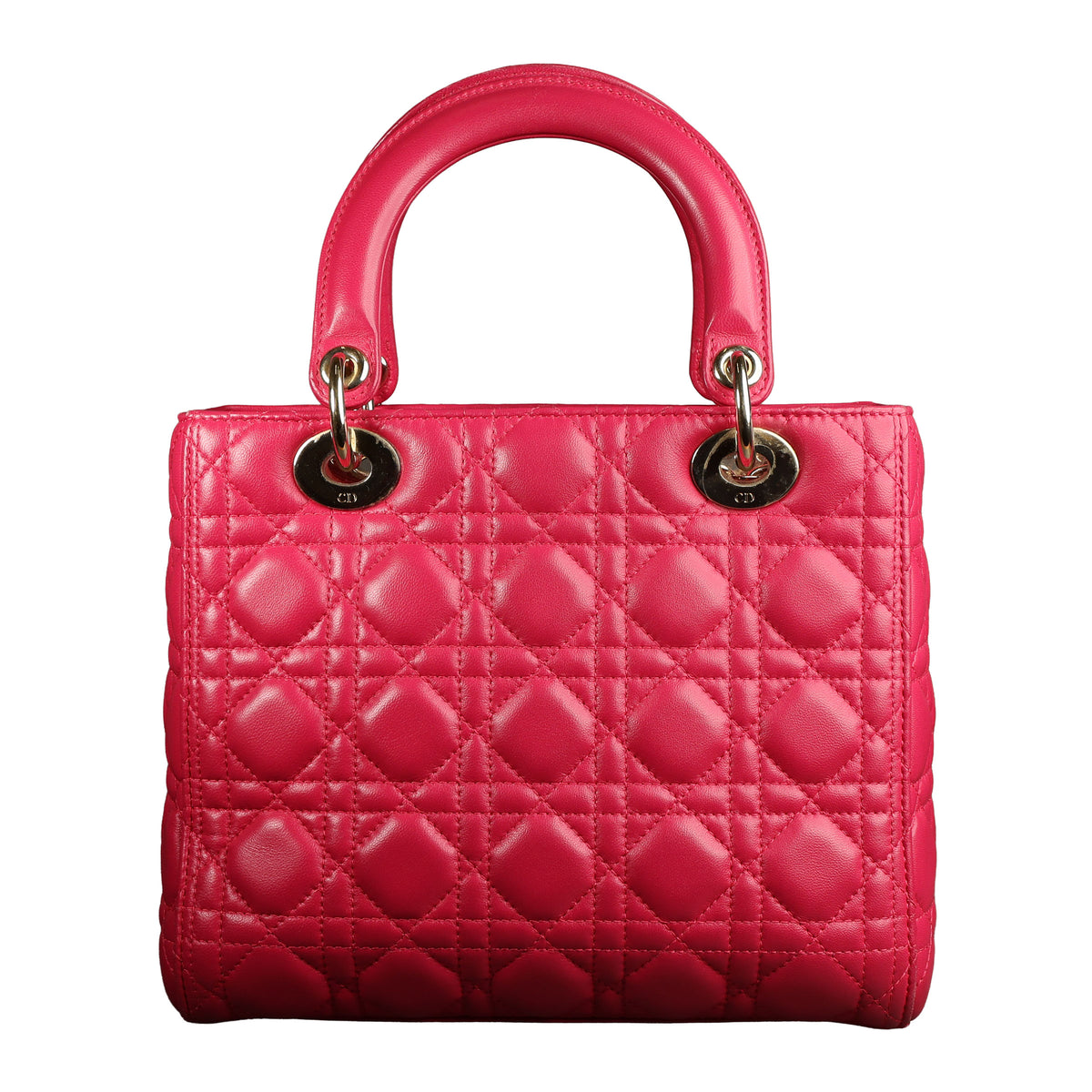 Preowned CHRISTIAN DIOR Lady Dior Cannage Leather Medium GHW Pink  16-XX-XX15 | Luxe Again Maison