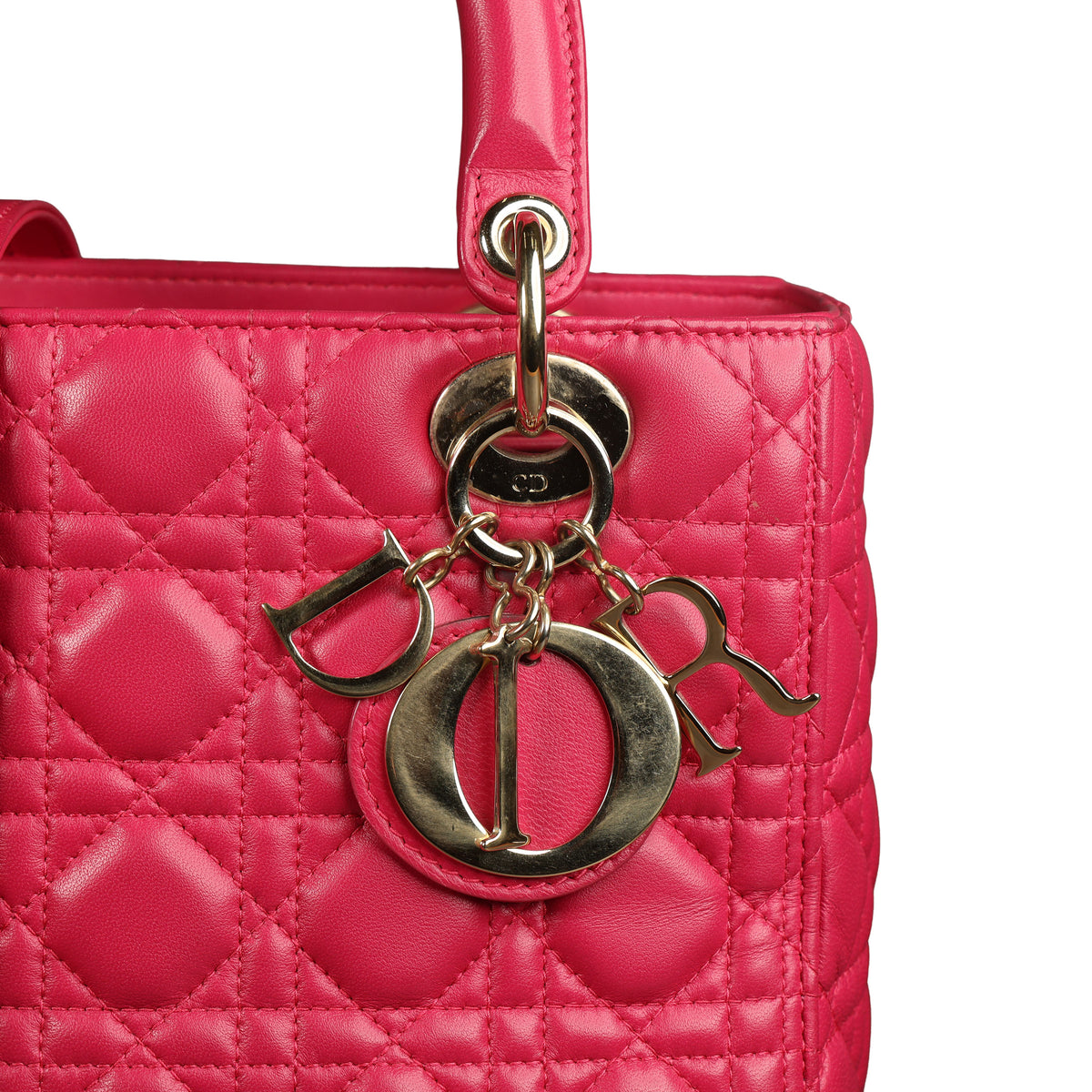 Preowned CHRISTIAN DIOR Lady Dior Cannage Leather Medium GHW Pink  16-XX-XX15 | Luxe Again Maison