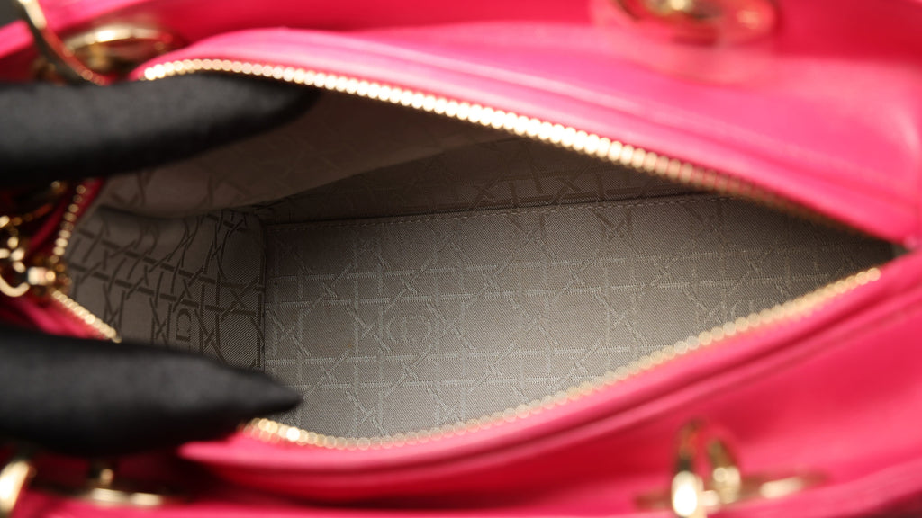 Preowned CHRISTIAN DIOR Lady Dior Cannage Leather Medium GHW Pink  16-XX-XX15 | Luxe Again Maison