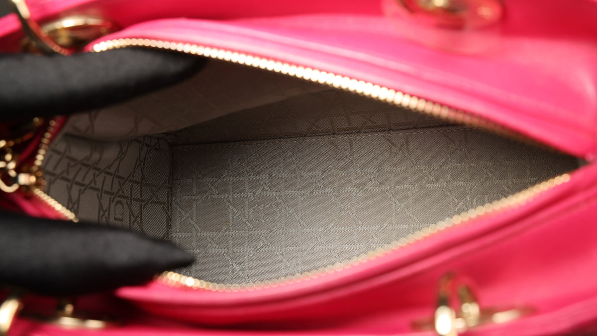 Preowned CHRISTIAN DIOR Lady Dior Cannage Leather Medium GHW Pink  16-XX-XX15 | Luxe Again Maison