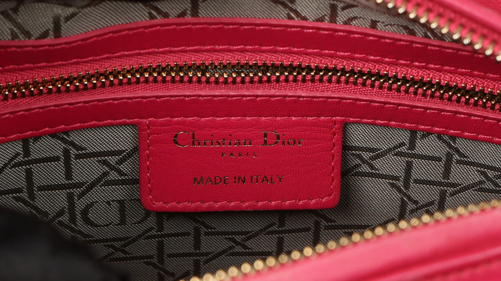 Preowned CHRISTIAN DIOR Lady Dior Cannage Leather Medium GHW Pink  16-XX-XX15 | Luxe Again Maison