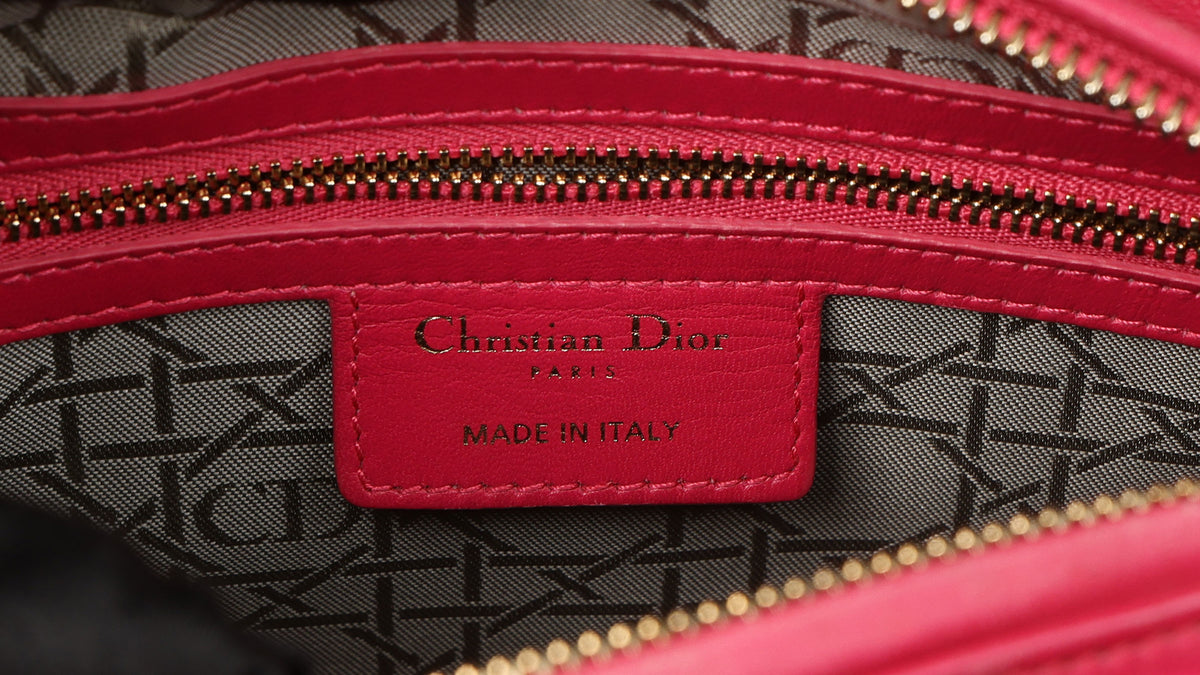 Preowned CHRISTIAN DIOR Lady Dior Cannage Leather Medium GHW Pink  16-XX-XX15 | Luxe Again Maison