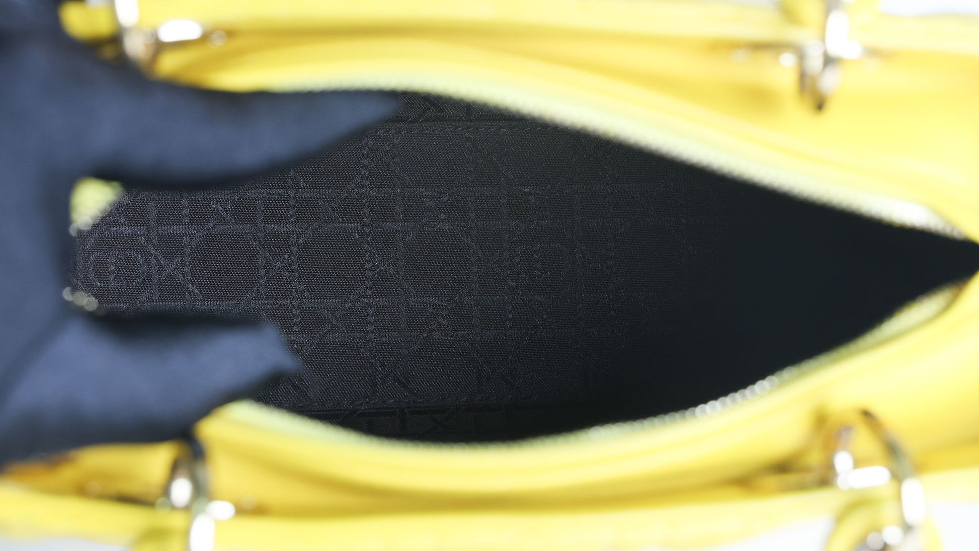 Preowned CHRISTIAN DIOR Lady Dior Cannage Leather Gold Hardware Yellow Medium | Luxe Again Maison