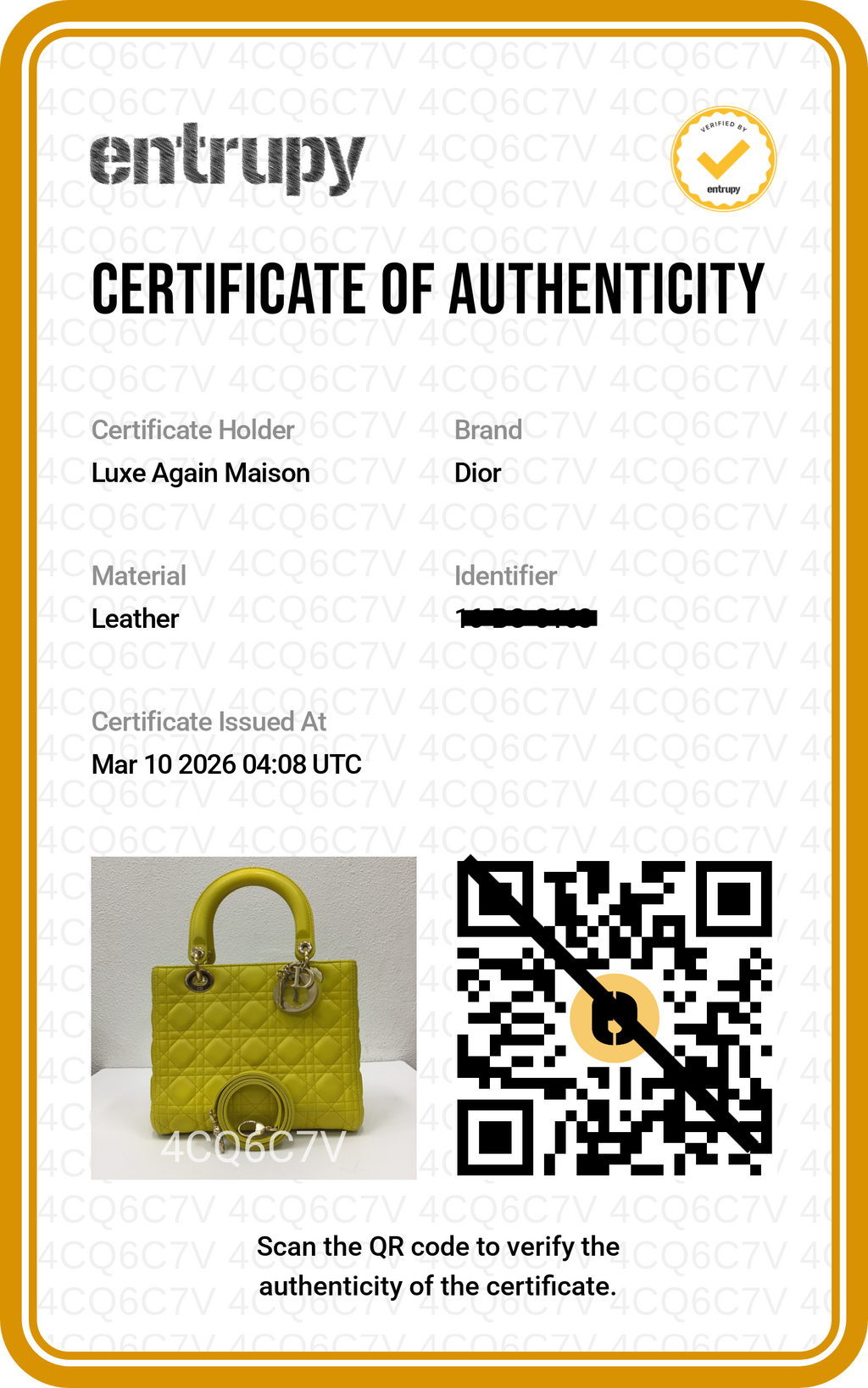 Preowned CHRISTIAN DIOR Lady Dior Cannage Leather Gold Hardware Yellow Medium | Luxe Again Maison