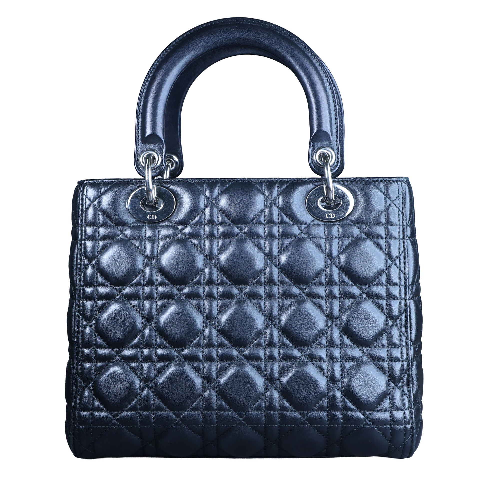 Preowned CHRISTIAN DIOR Lady Dior Medium Leather Black SHW Bag X8-MA-XX58 | Luxe Again Maison