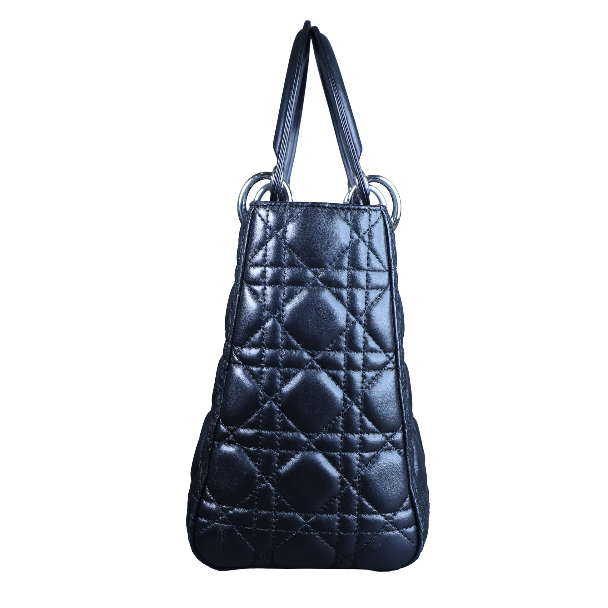 Preowned CHRISTIAN DIOR Lady Dior Medium Leather Black SHW Bag X8-MA-XX58 | Luxe Again Maison