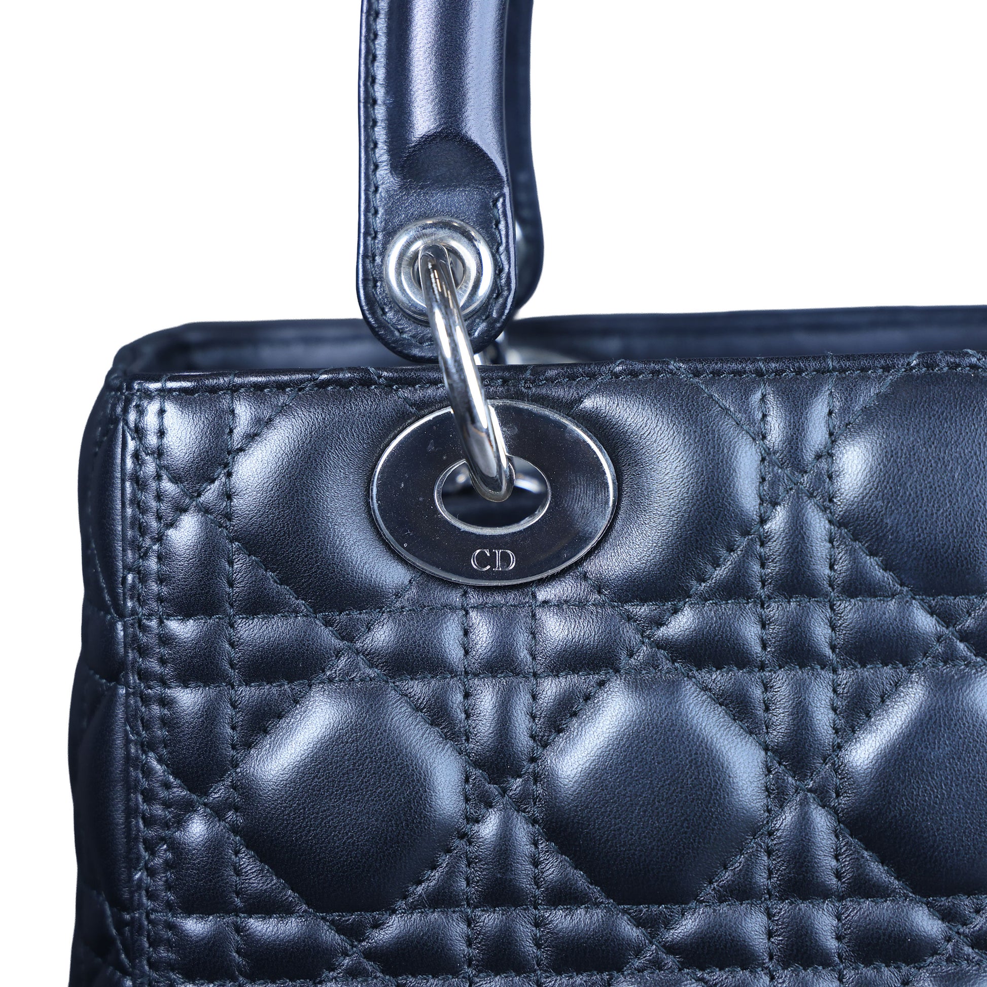Preowned CHRISTIAN DIOR Lady Dior Medium Leather Black SHW Bag X8-MA-XX58 | Luxe Again Maison