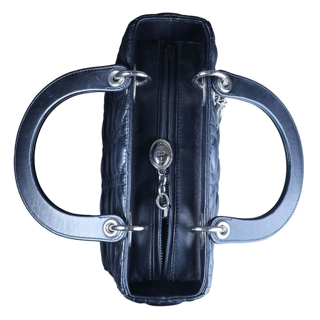 Preowned CHRISTIAN DIOR Lady Dior Medium Leather Black SHW Bag X8-MA-XX58 | Luxe Again Maison