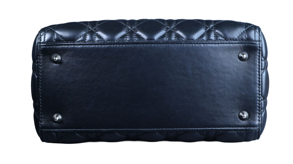 Preowned CHRISTIAN DIOR Lady Dior Medium Leather Black SHW Bag X8-MA-XX58 | Luxe Again Maison