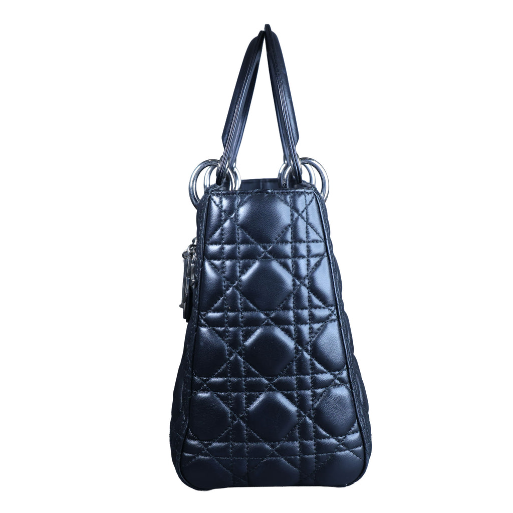 Preowned CHRISTIAN DIOR Lady Dior Medium Leather Black SHW Bag X8-MA-XX58 | Luxe Again Maison
