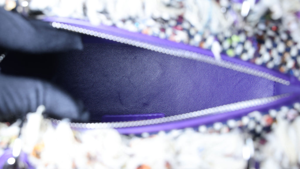 Preowned CHRISTIAN DIOR Lady Dior Medium Tweed x Leather Purple SHW Bag | Luxe Again Maison