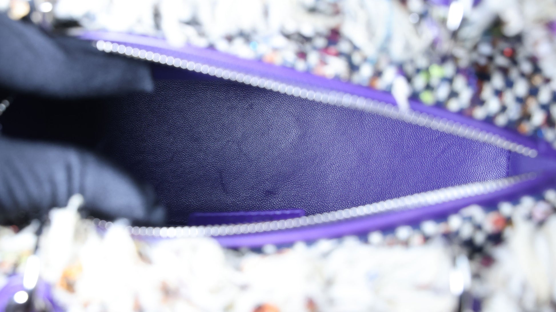 Preowned CHRISTIAN DIOR Lady Dior Medium Tweed x Leather Purple SHW Bag | Luxe Again Maison