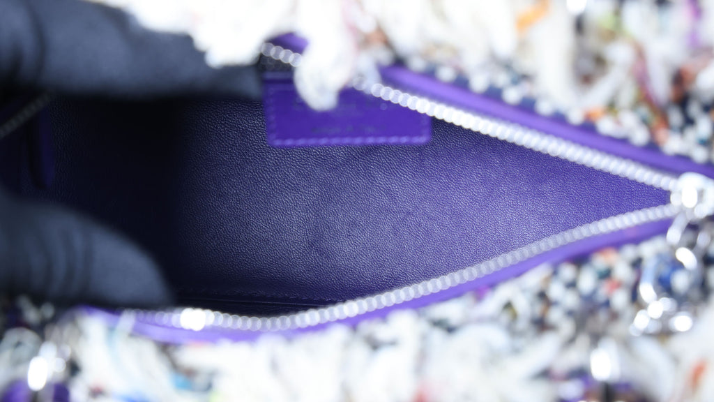 Preowned CHRISTIAN DIOR Lady Dior Medium Tweed x Leather Purple SHW Bag | Luxe Again Maison