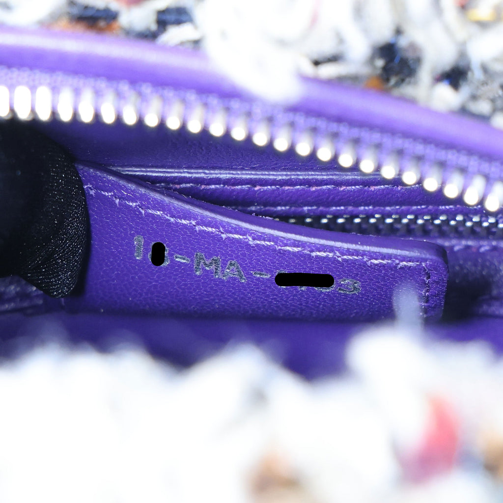 Preowned CHRISTIAN DIOR Lady Dior Medium Tweed x Leather Purple SHW Bag | Luxe Again Maison