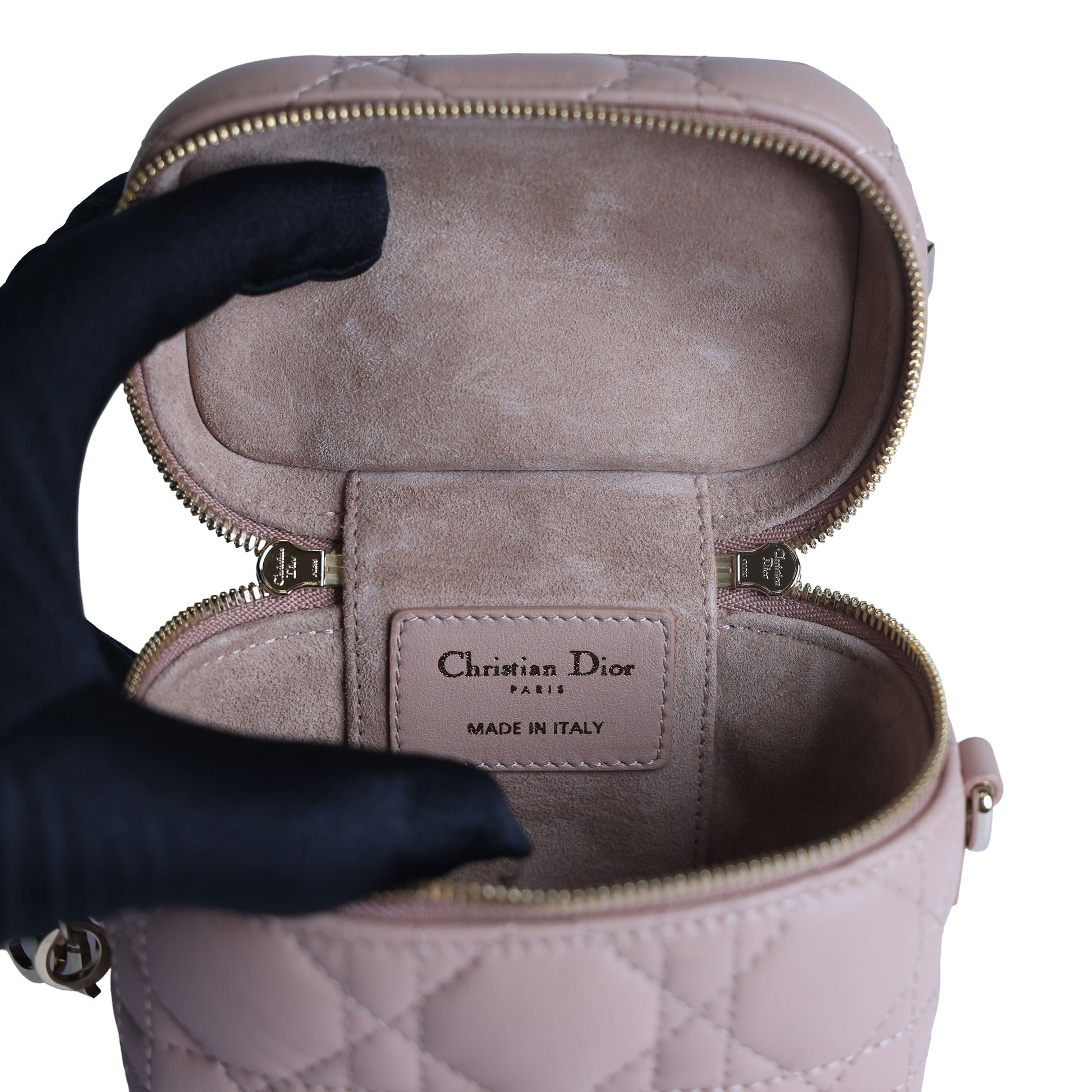 Preowned CHRISTIAN DIOR Lady Dior Micro Vanity Case Lambskin Rose Poudre (Powder Pink) 2021 | Luxe Again Maison