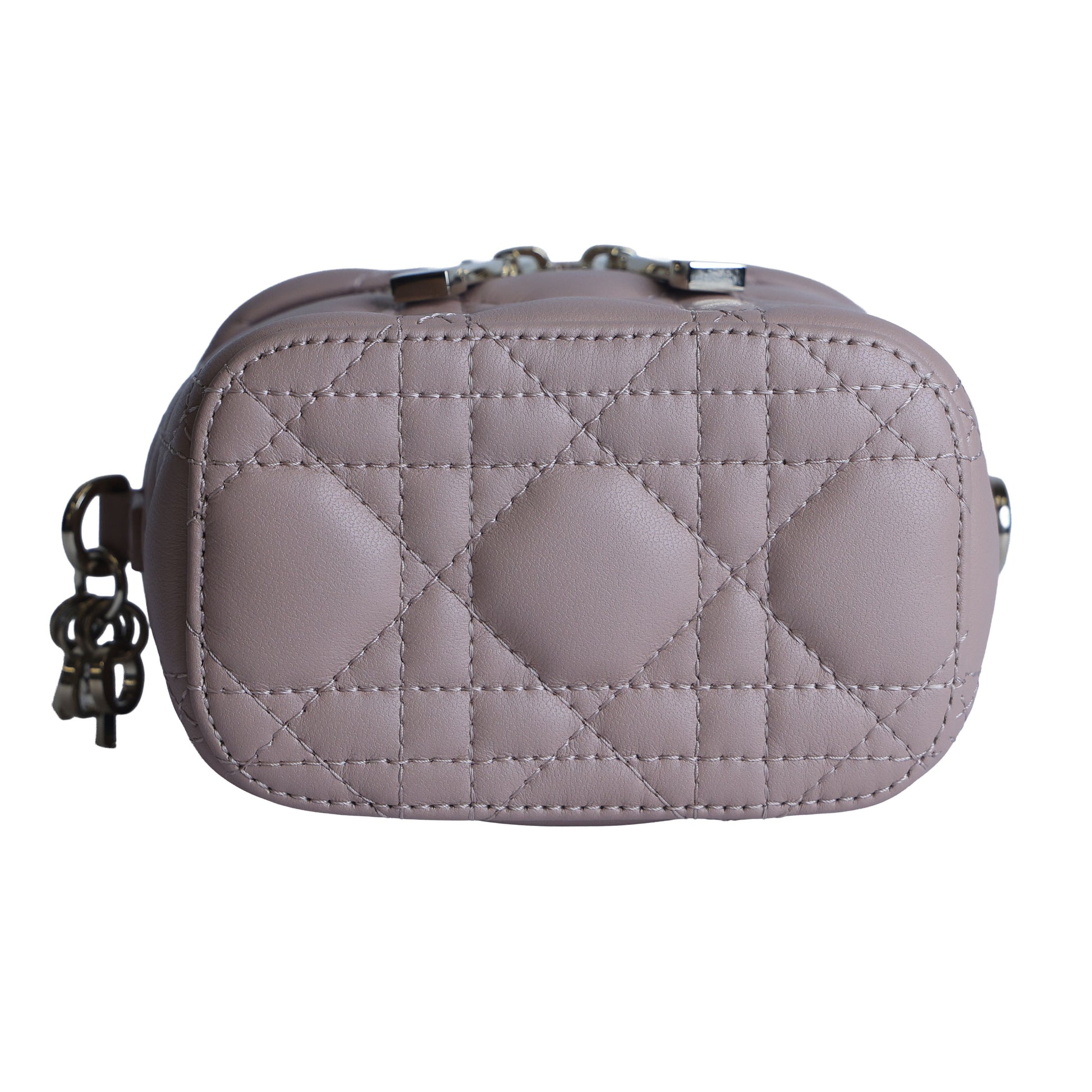 Preowned CHRISTIAN DIOR Lady Dior Micro Vanity Case Lambskin Rose Poudre (Powder Pink) 2021 | Luxe Again Maison