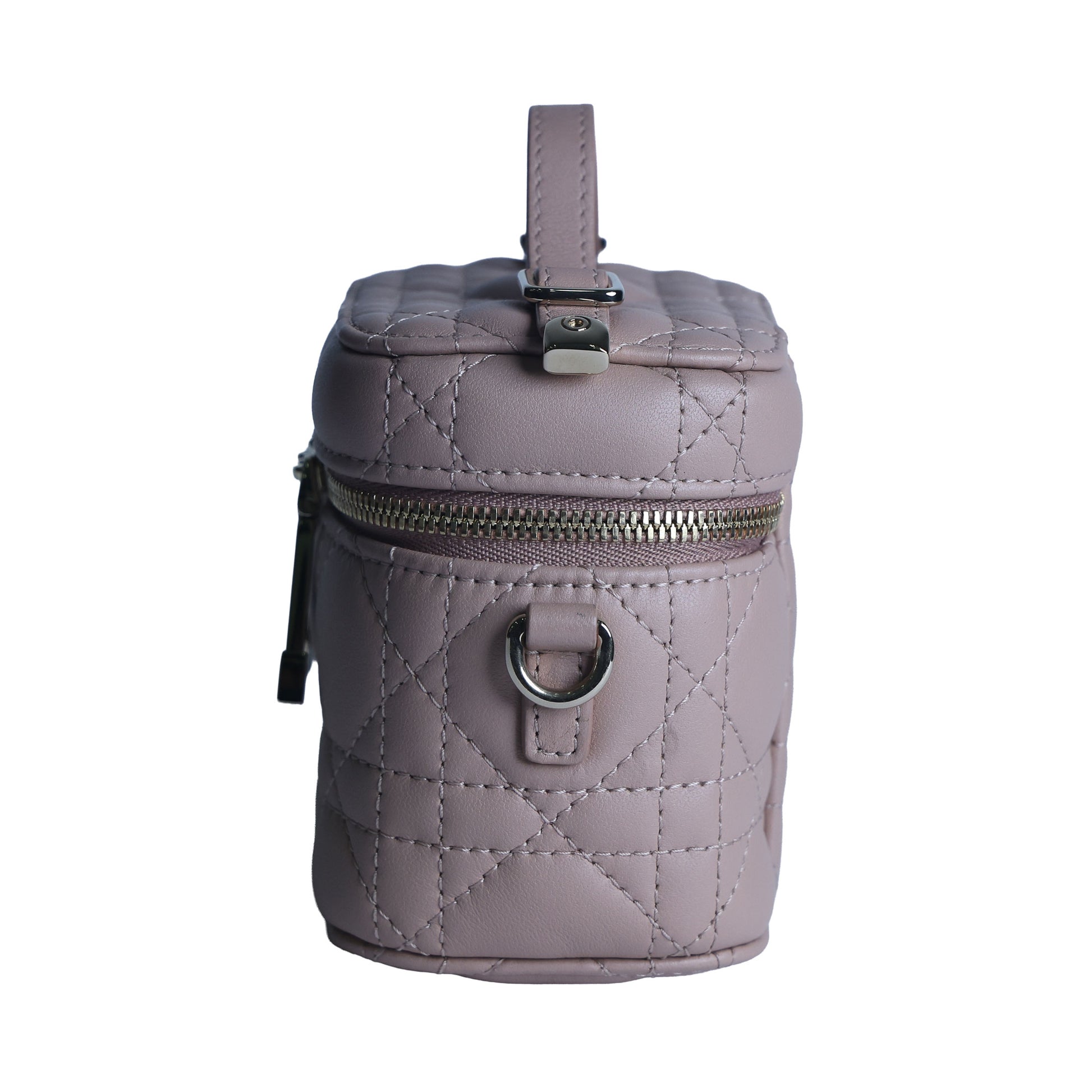 Preowned CHRISTIAN DIOR Lady Dior Micro Vanity Case Lambskin Rose Poudre (Powder Pink) 2021 | Luxe Again Maison