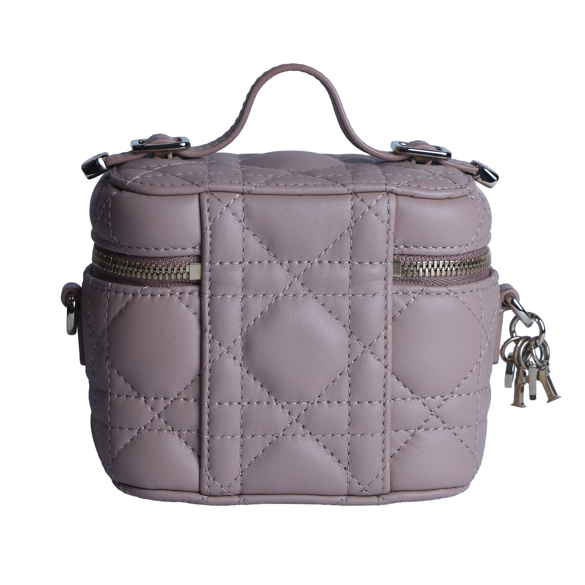 Preowned CHRISTIAN DIOR Lady Dior Micro Vanity Case Lambskin Rose Poudre (Powder Pink) 2021 | Luxe Again Maison