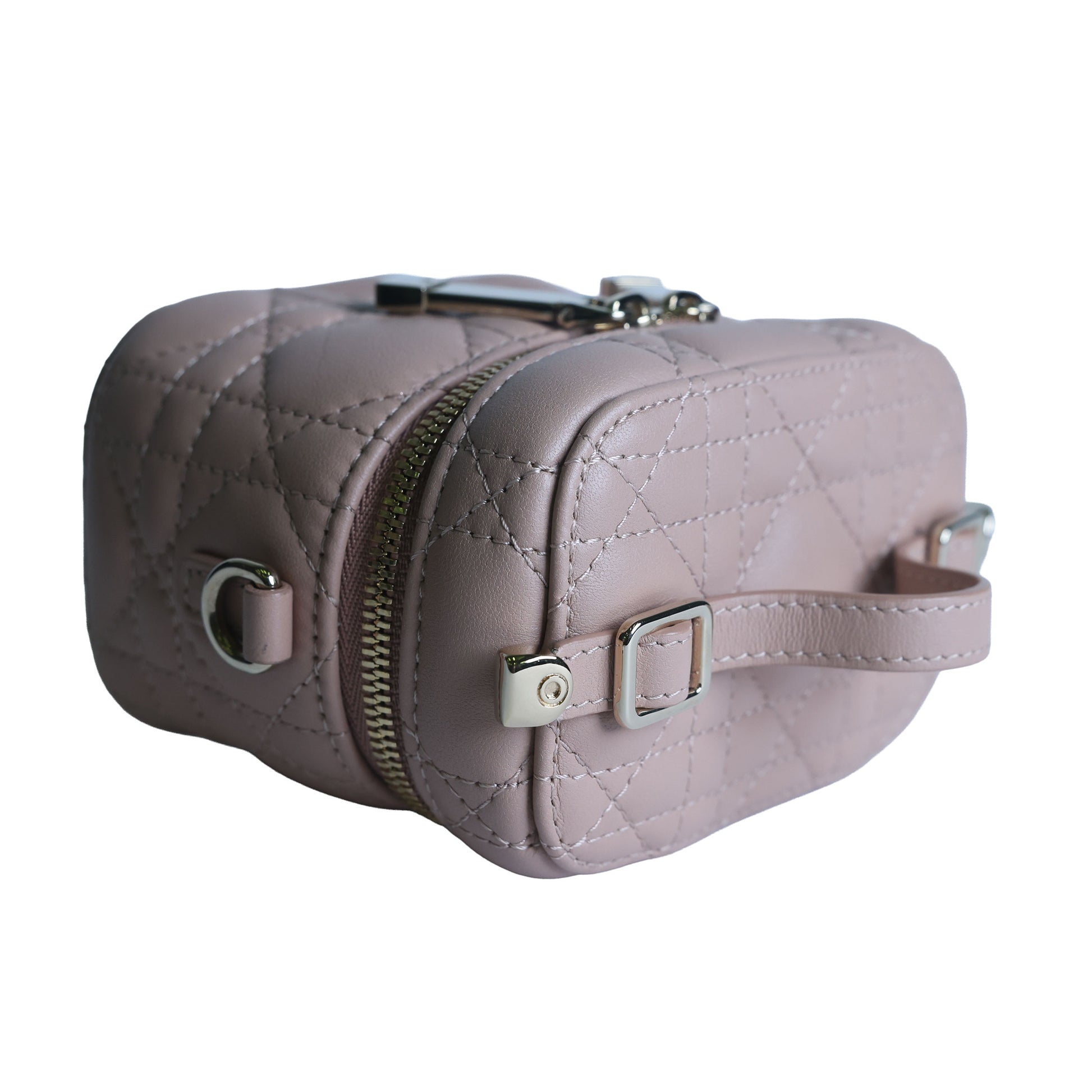 Preowned CHRISTIAN DIOR Lady Dior Micro Vanity Case Lambskin Rose Poudre (Powder Pink) 2021 | Luxe Again Maison