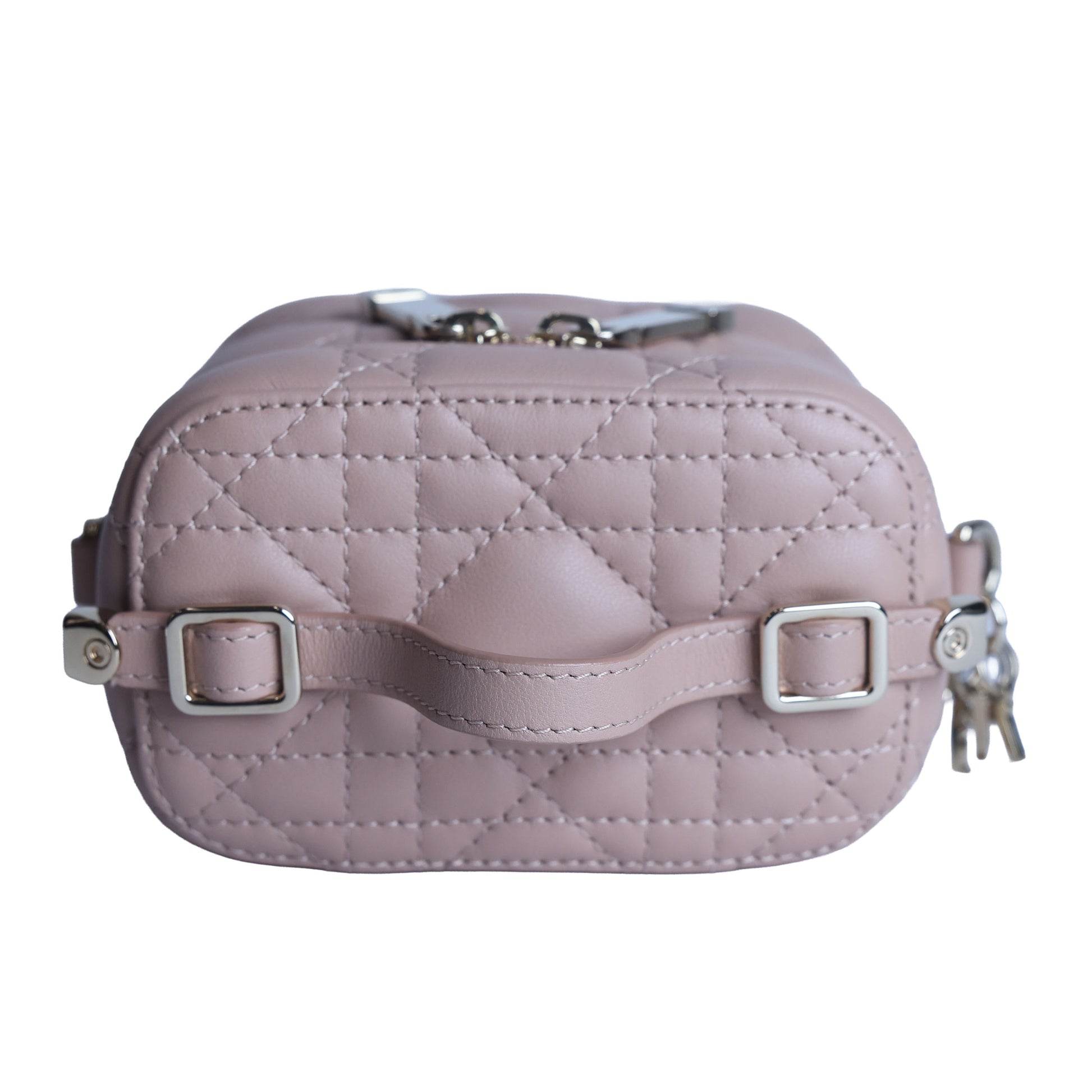 Preowned CHRISTIAN DIOR Lady Dior Micro Vanity Case Lambskin Rose Poudre (Powder Pink) 2021 | Luxe Again Maison