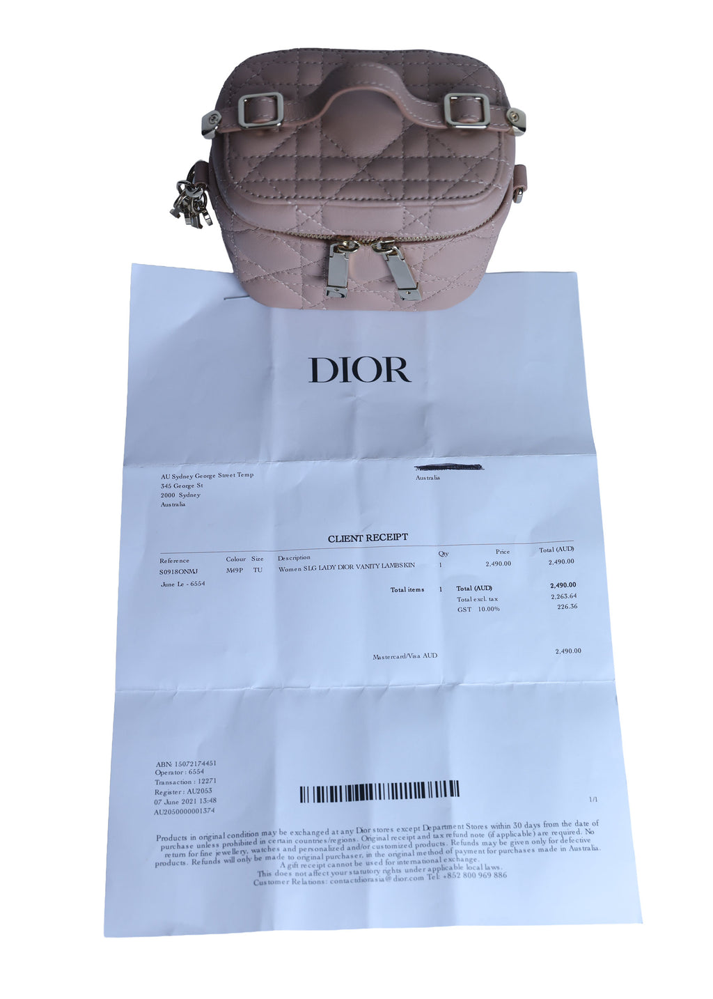 Preowned CHRISTIAN DIOR Lady Dior Micro Vanity Case Lambskin Rose Poudre (Powder Pink) 2021 | Luxe Again Maison