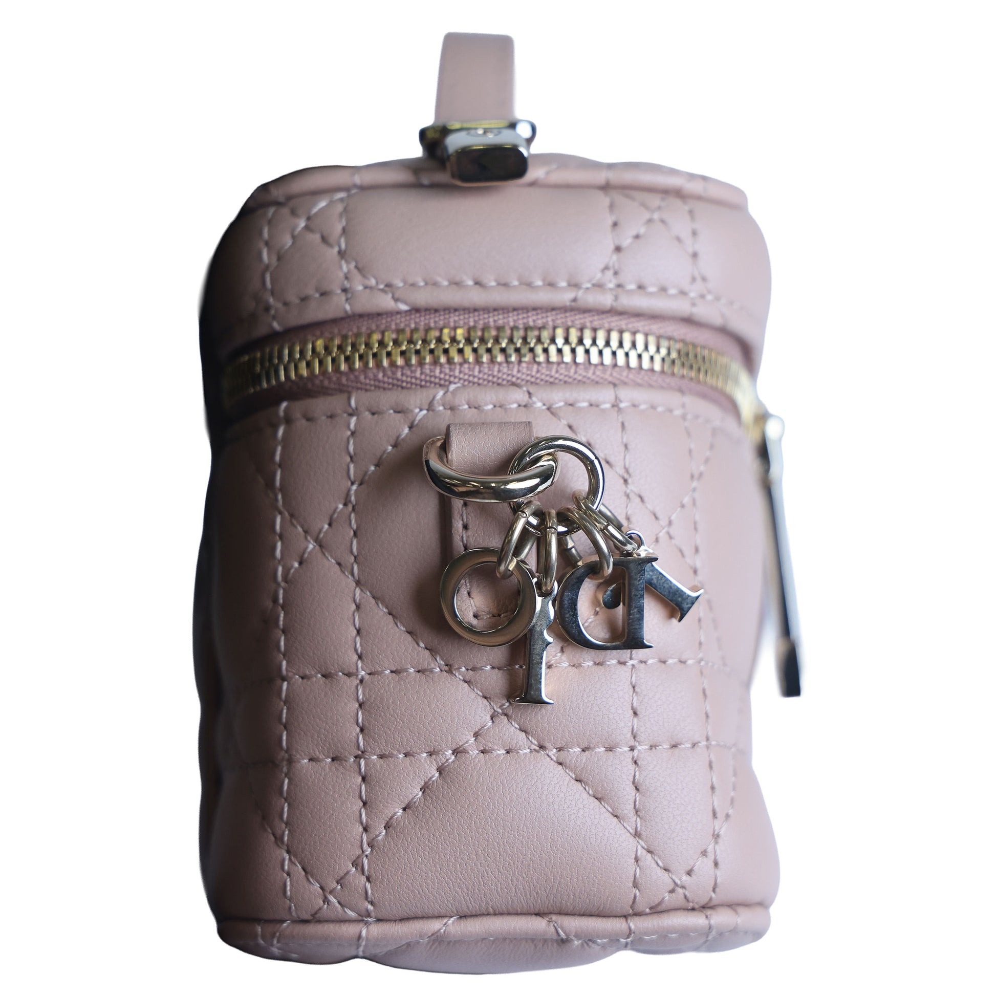 Preowned CHRISTIAN DIOR Lady Dior Micro Vanity Case Lambskin Rose Poudre (Powder Pink) 2021 | Luxe Again Maison