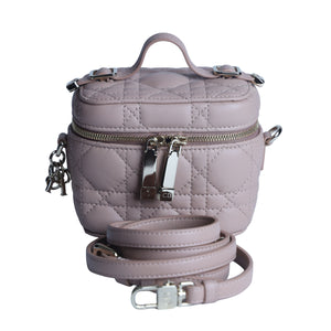 Preowned CHRISTIAN DIOR Lady Dior Micro Vanity Case Lambskin Rose Poudre (Powder Pink) 2021 | Luxe Again Maison