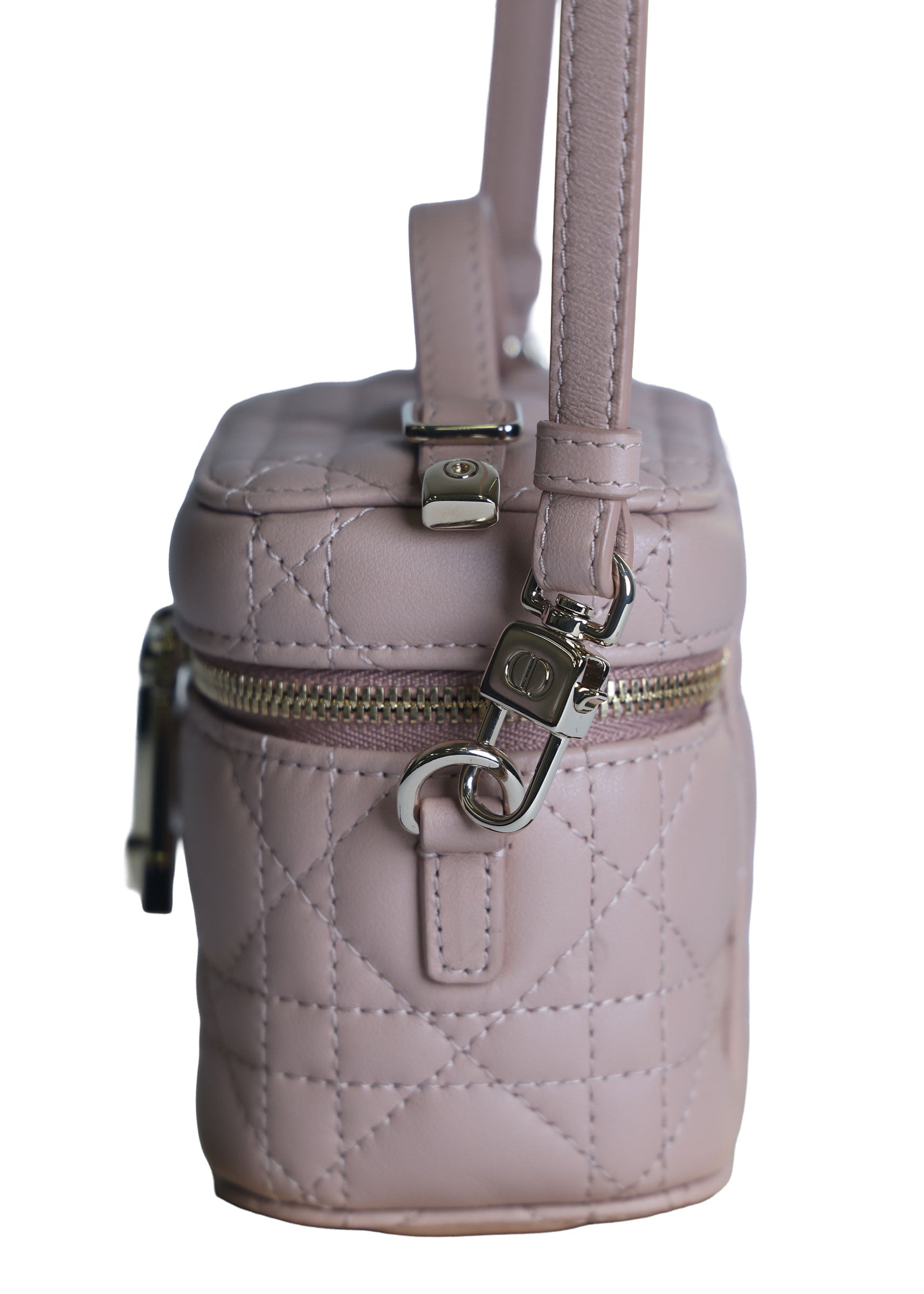 Preowned CHRISTIAN DIOR Lady Dior Micro Vanity Case Lambskin Rose Poudre (Powder Pink) 2021 | Luxe Again Maison