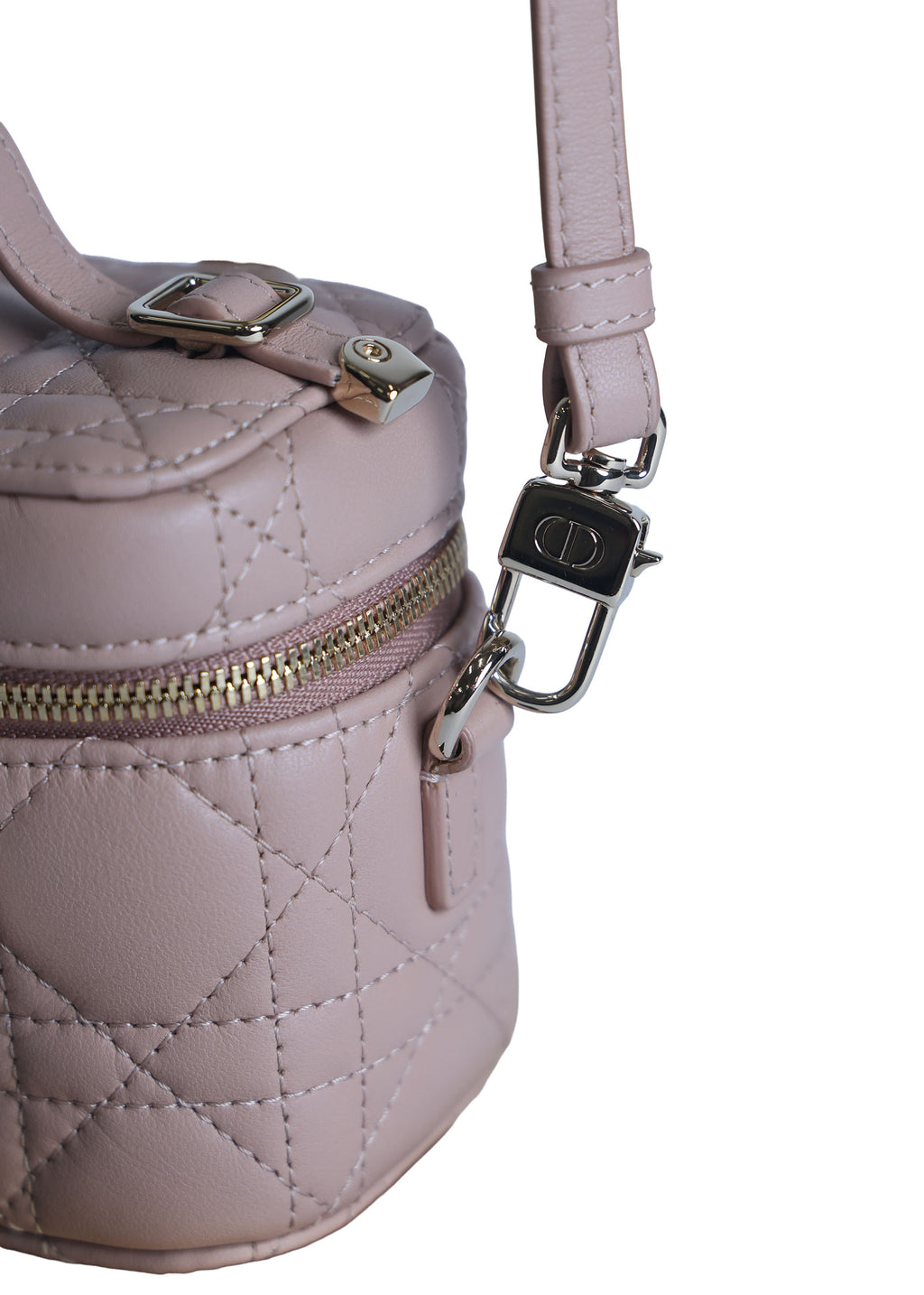 Preowned CHRISTIAN DIOR Lady Dior Micro Vanity Case Lambskin Rose Poudre (Powder Pink) 2021 | Luxe Again Maison