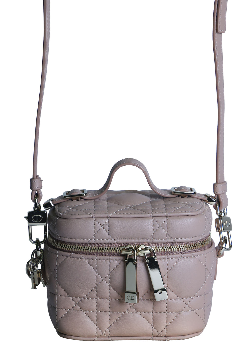 Preowned CHRISTIAN DIOR Lady Dior Micro Vanity Case Lambskin Rose Poudre (Powder Pink) 2021 | Luxe Again Maison