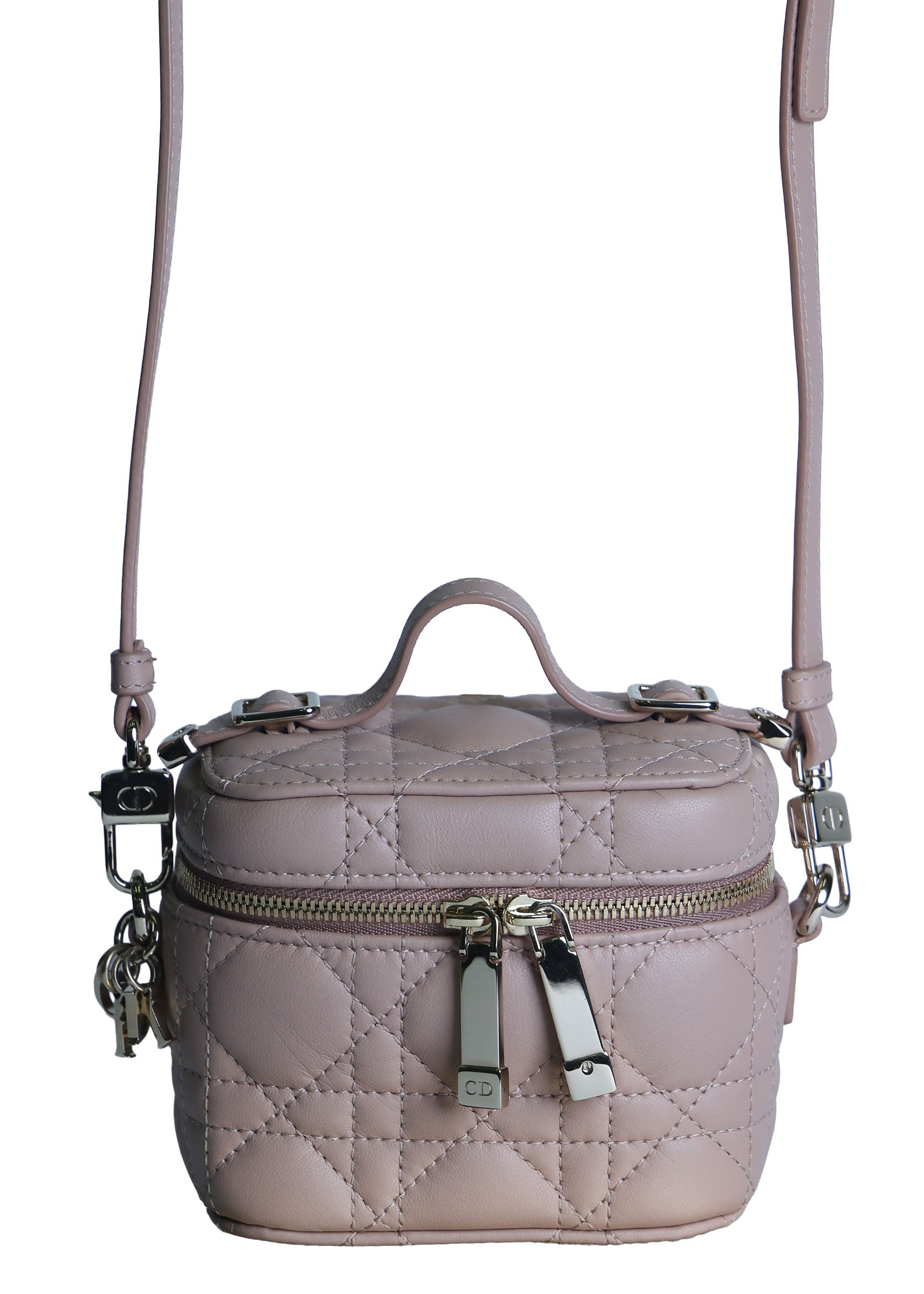 Preowned CHRISTIAN DIOR Lady Dior Micro Vanity Case Lambskin Rose Poudre (Powder Pink) 2021 | Luxe Again Maison