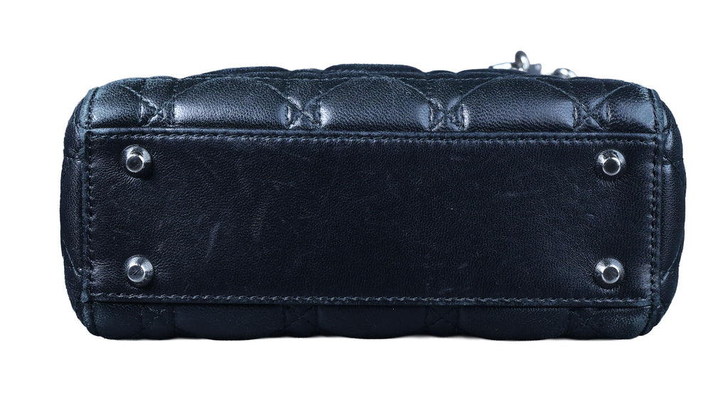 Preowned CHRISTIAN DIOR Lady Dior Mini Leather Black SHW Bag | Luxe Again Maison