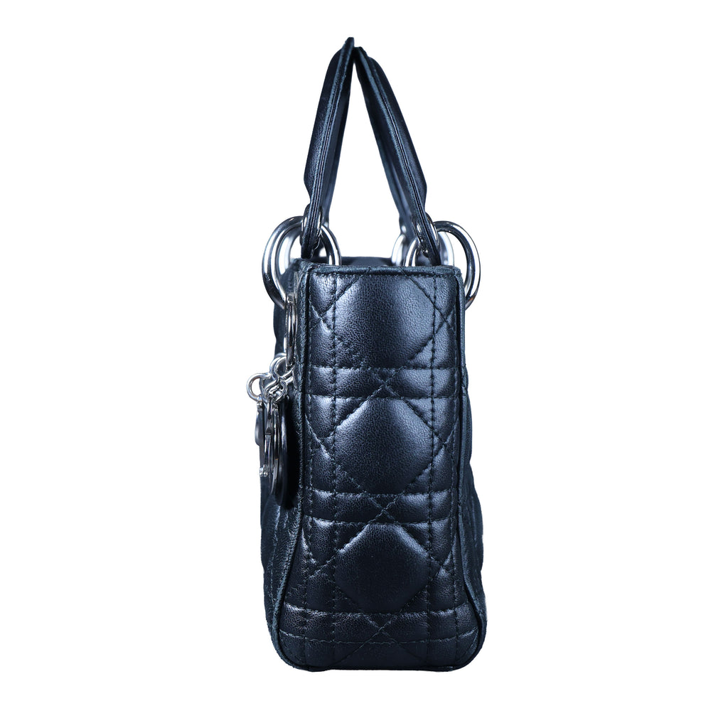 Preowned CHRISTIAN DIOR Lady Dior Mini Leather Black SHW Bag | Luxe Again Maison