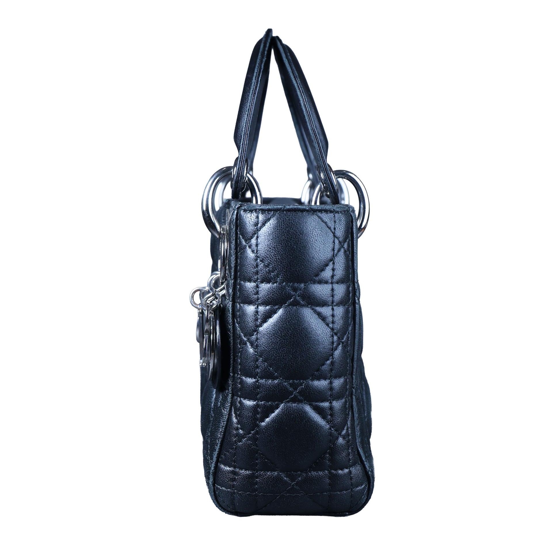 Preowned CHRISTIAN DIOR Lady Dior Mini Leather Black SHW Bag | Luxe Again Maison