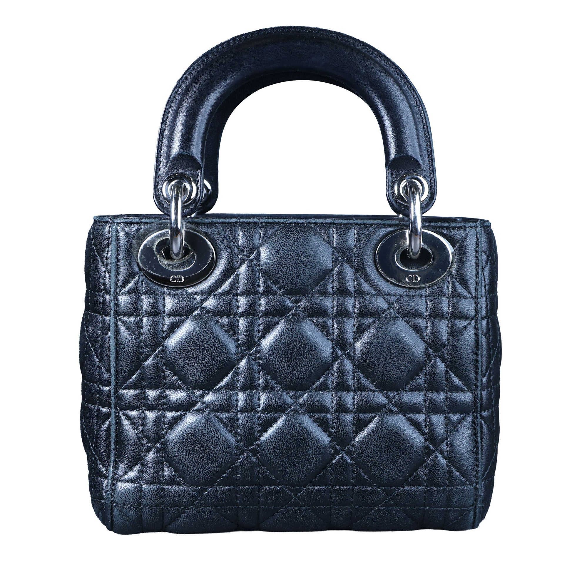 Preowned CHRISTIAN DIOR Lady Dior Mini Leather Black SHW Bag | Luxe Again Maison