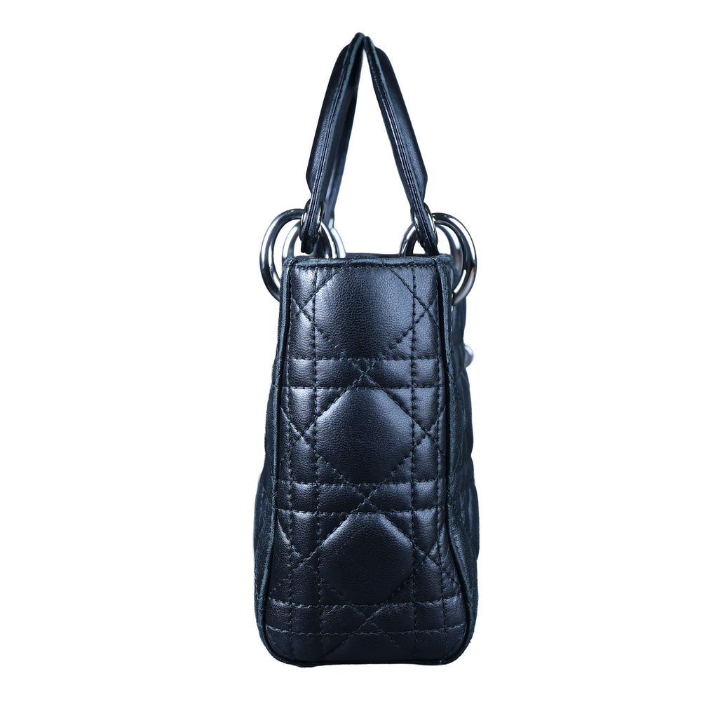 Preowned CHRISTIAN DIOR Lady Dior Mini Leather Black SHW Bag | Luxe Again Maison