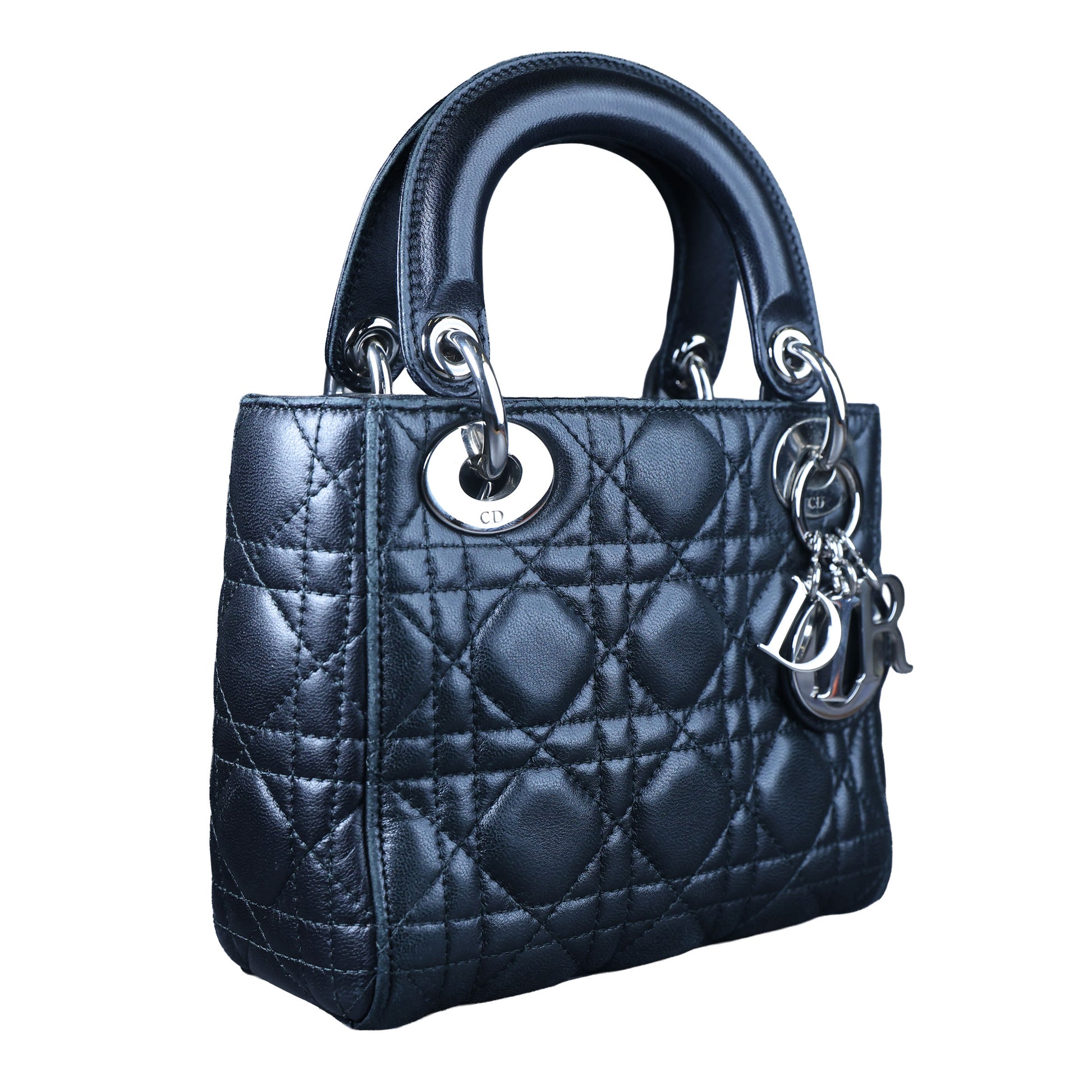 Preowned CHRISTIAN DIOR Lady Dior Mini Leather Black SHW Bag | Luxe Again Maison