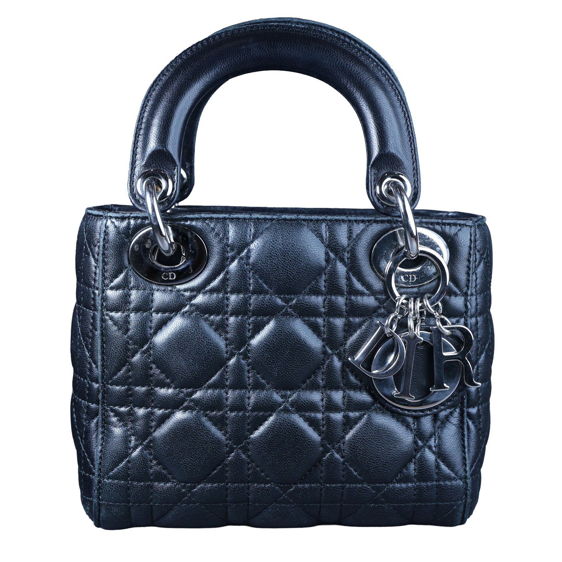 Preowned CHRISTIAN DIOR Lady Dior Mini Leather Black SHW Bag | Luxe Again Maison