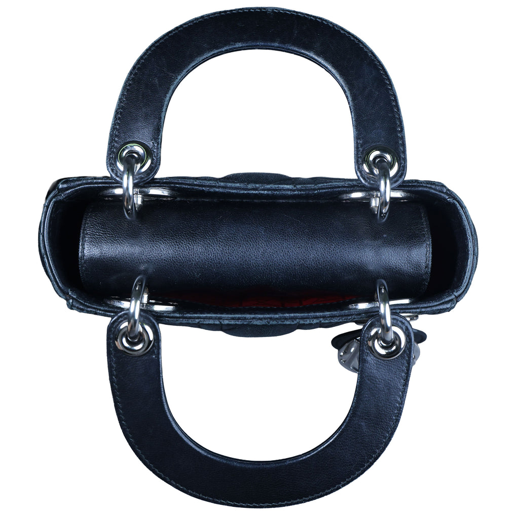 Preowned CHRISTIAN DIOR Lady Dior Mini Leather Black SHW Bag | Luxe Again Maison
