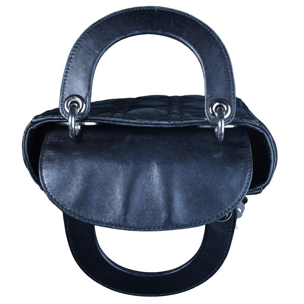 Preowned CHRISTIAN DIOR Lady Dior Mini Leather Black SHW Bag | Luxe Again Maison